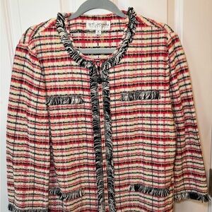 St. John Multicolor Plaid Blazer